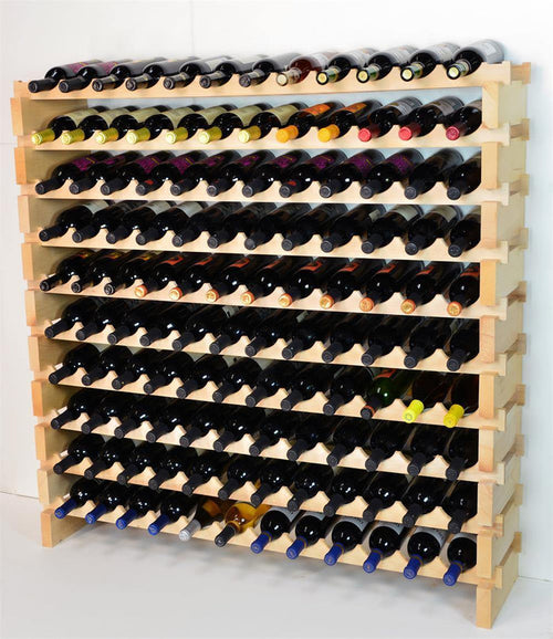 12X Bottles Beech Hardwood Modular Wine Rack Stackable (12 Bottles per Row) - sfDisplay.com