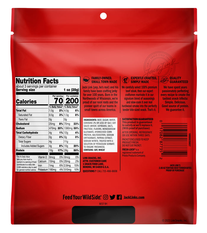 2.85oz Jack Links Teriyaki Beef Tender Bites 1/1 Count