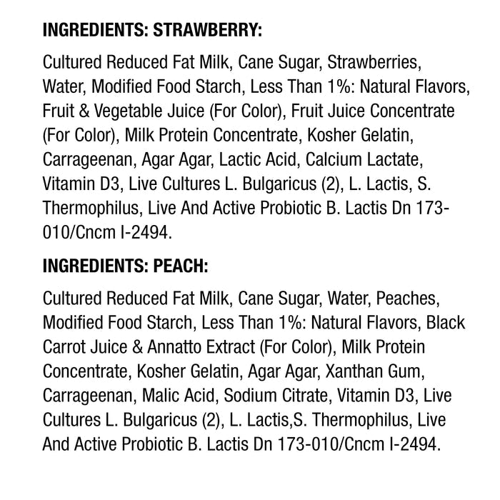 Activia Peach and Strawberry Probiotic Yogurt, Lowfat Yogurt Cups, 4 oz, 12 Count