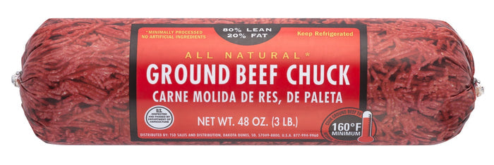 All Natural* 80% Lean/20% Fat Ground Beef Chuck, 3 lb Roll