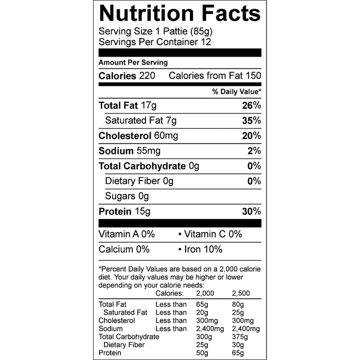 All Natural* 80% Lean/20% Fat Ground Beef Patties, 12 Count, 2.25 lb Tray