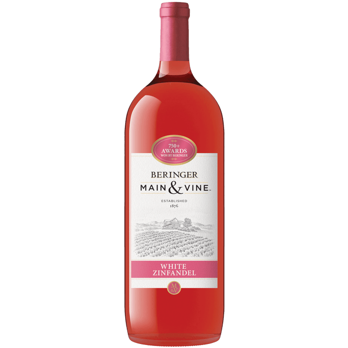 Beringer Main & Vine White Zinfandel California Rose Wine, 1.5 L Glass, ABV 13.00%