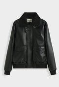 Blouson Aviateur Simili Cuir Col Sherpa