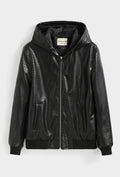 Blouson Homme à Capuche Simili Cuir Effet Croco