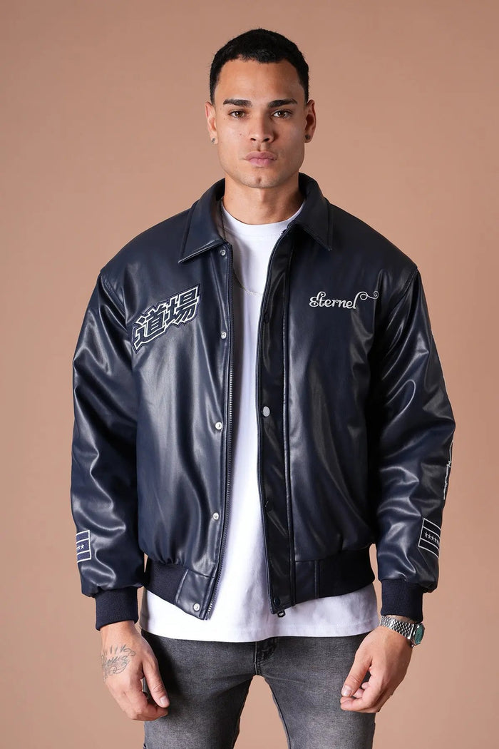 Blouson Ikao Atelier Éternel Similicuir Marine bonhomme