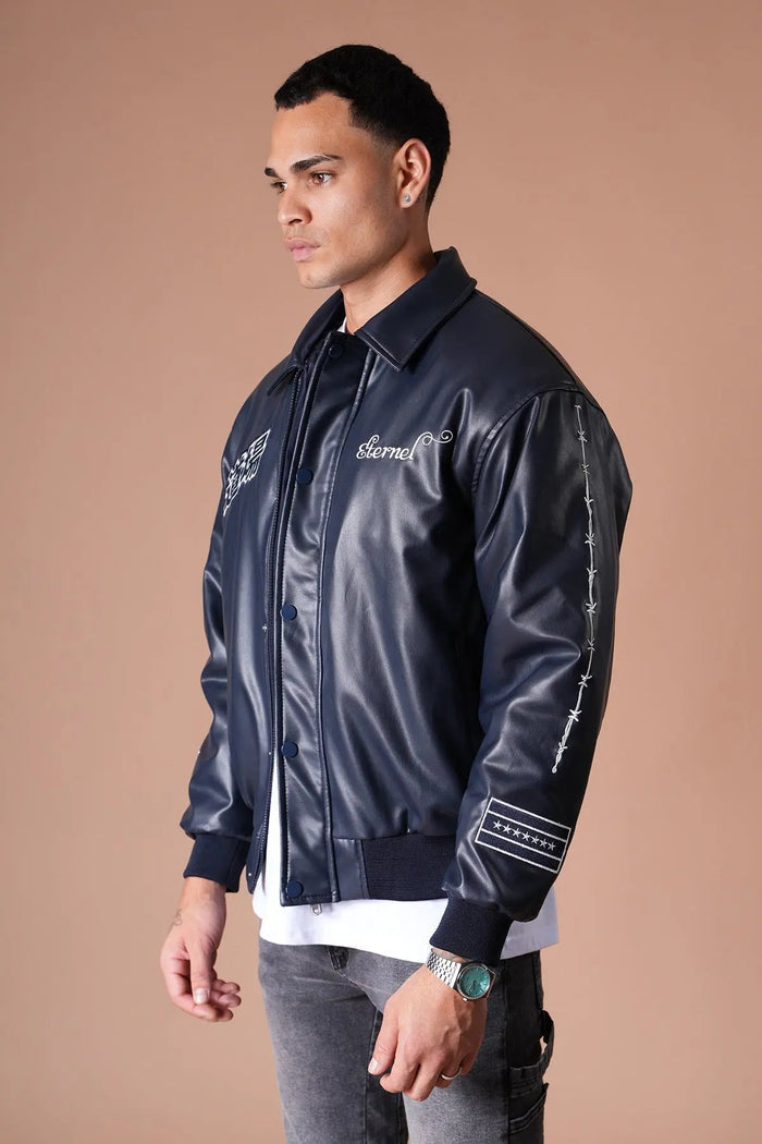 Blouson Ikao Atelier Éternel Similicuir Marine bonhomme