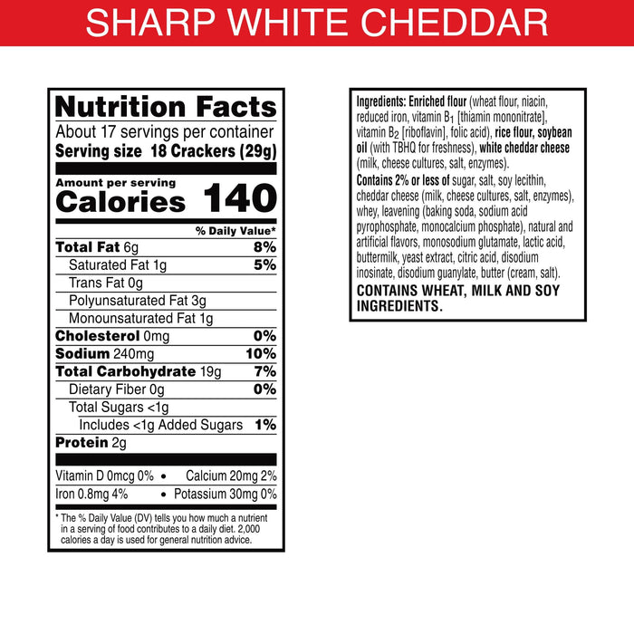 Cheez-It Grooves Sharp White Cheddar Crunchy Cheese Crackers, 17 oz