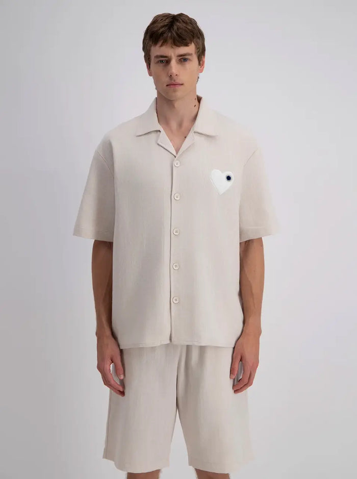 Chemise Beige Coeur Blanc - bonhomme
