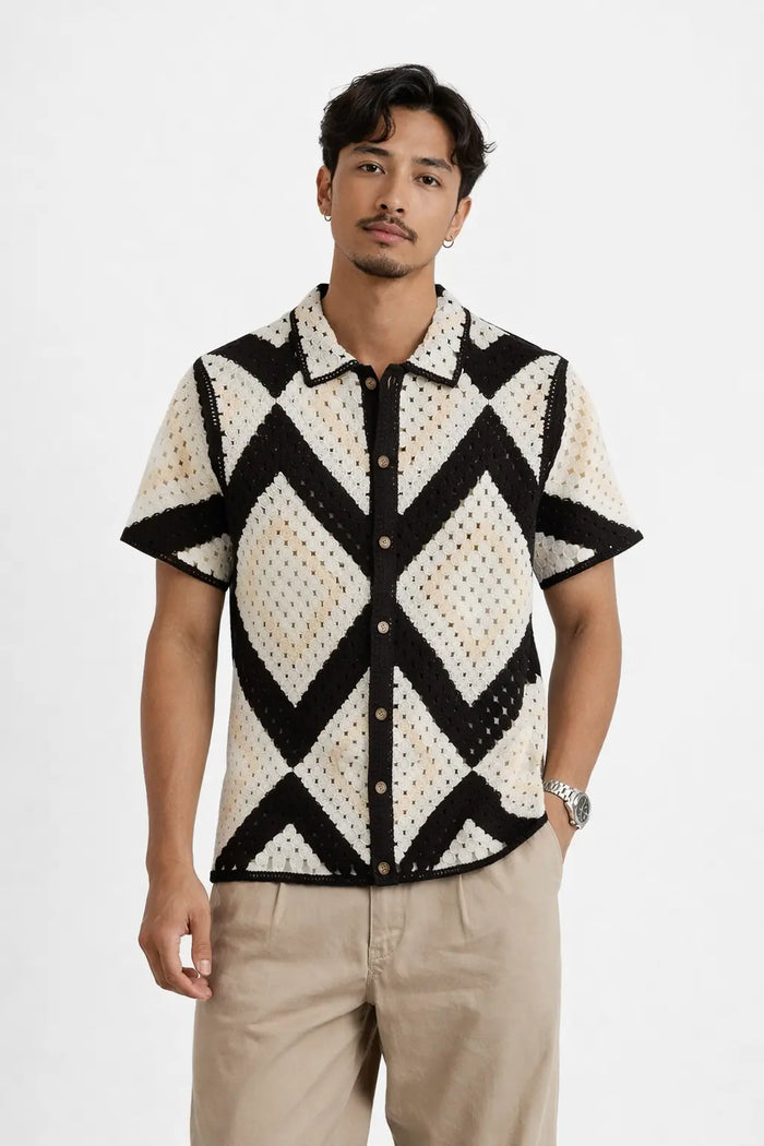 Chemise Crochet Homme motifs bonhomme