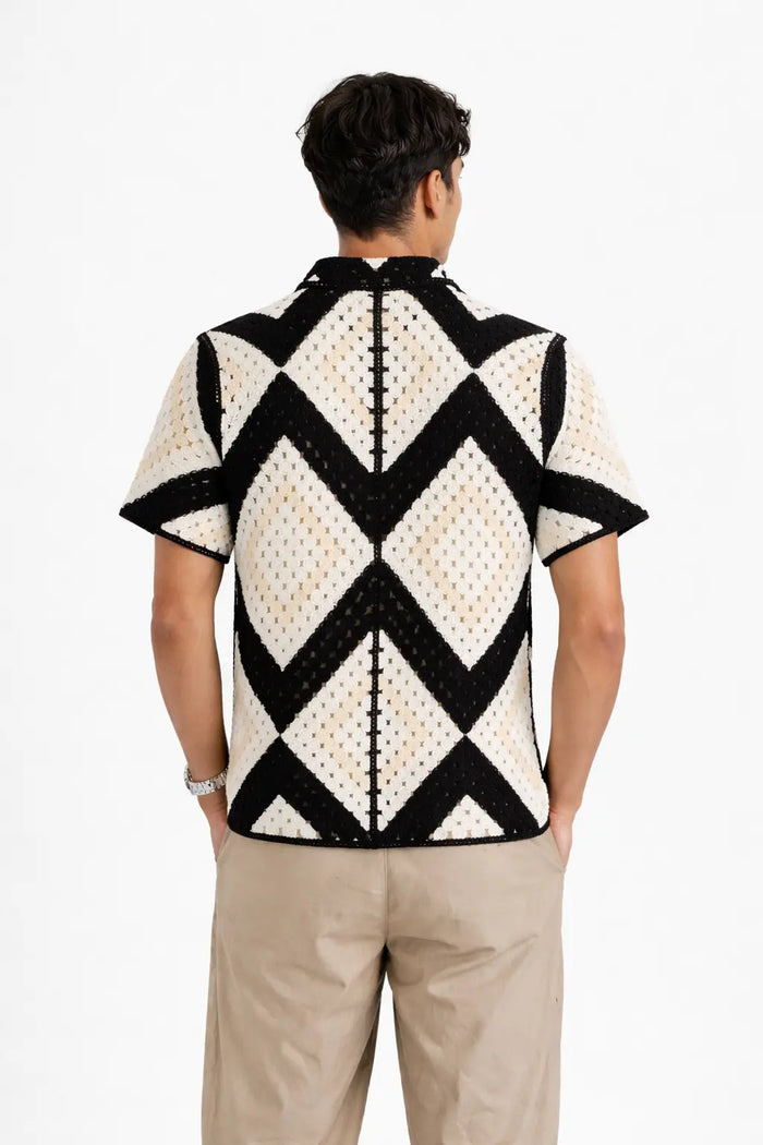 Chemise Crochet Homme motifs bonhomme