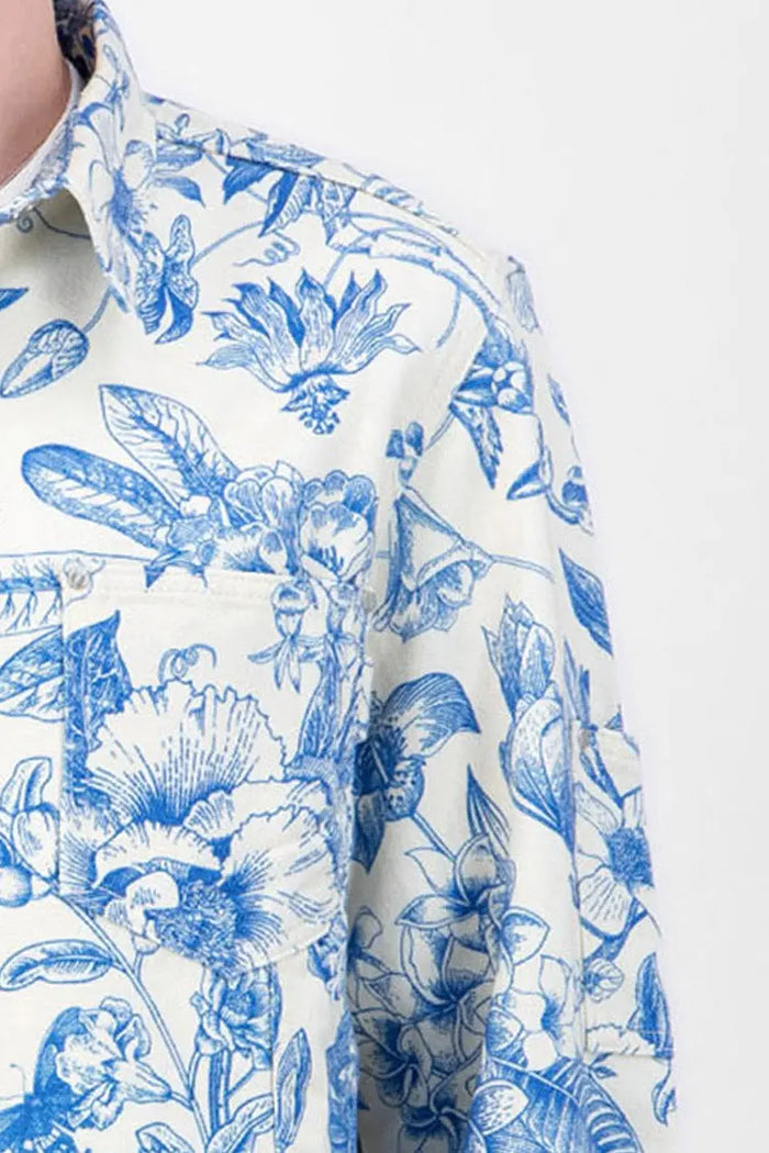 Chemise en Jeans imprimé Floral bleu bonhomme