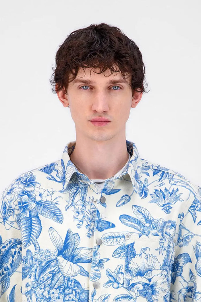 Chemise en Jeans imprimé Floral bleu bonhomme