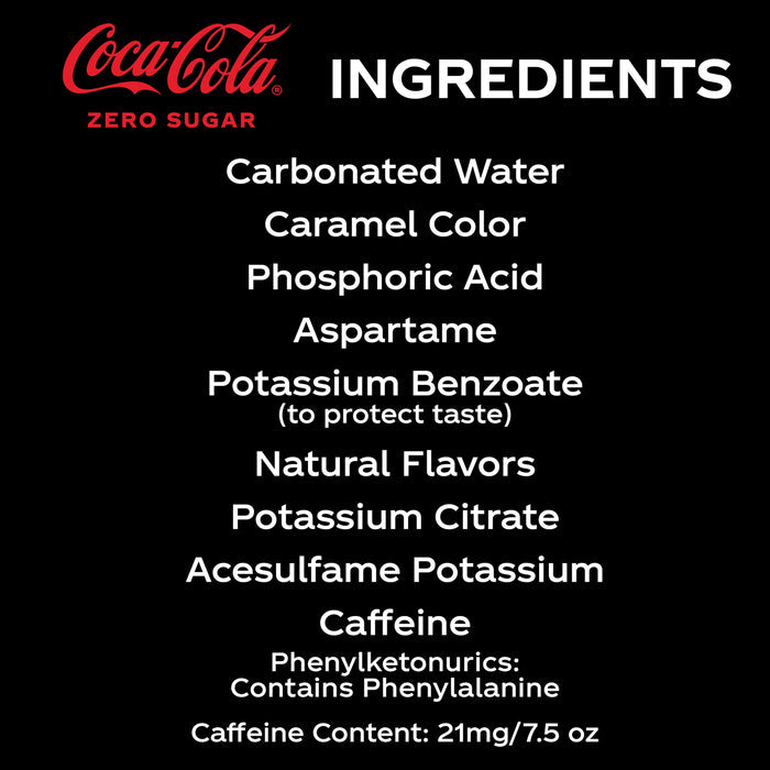 Coca-Cola Zero Sugar Mini Soda Pop Soft Drink, 7.5 fl oz, 10 Pack Cans