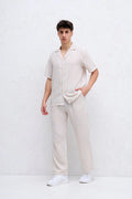 Ensemble Chemise et Pantalon à rayure Beige bonhomme