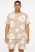 Ensemble Fleur Tee shirt et short Beige blanc - bonhomme