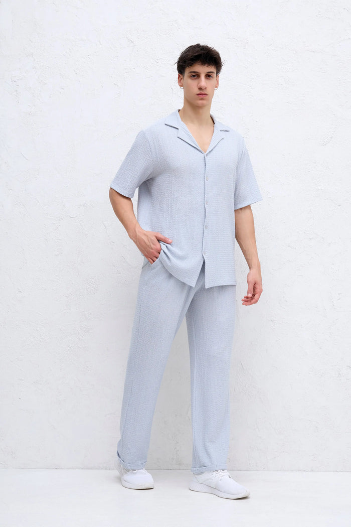 Ensemble gris Chemise et Pantalon Gauffré bonhomme