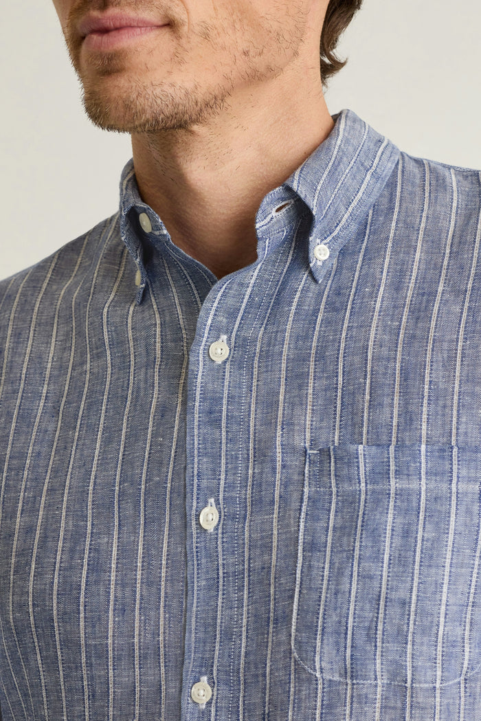 Everyday Linen Shirt - blue perron stripe
