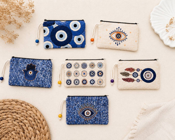 Evil Eye Pouch – Coin, Makeup Organizer- case of 6