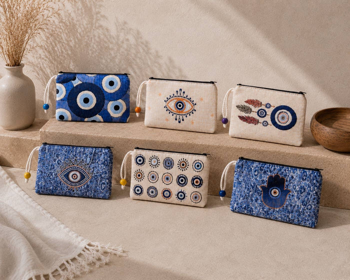 Evil Eye Pouch – Coin, Makeup Organizer- case of 6