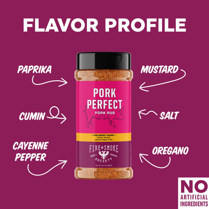 Fire & Smoke Society Pork Perfect Pork Spice Blend, BBQ Rub, 10.7 Ounce