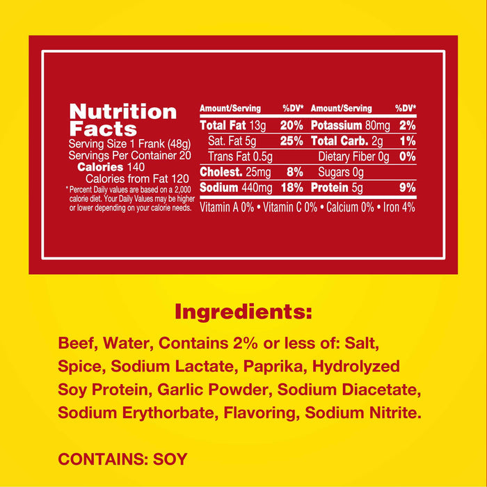 Hebrew National Kosher Family Size Beef Franks Hot Dogs, 34.1 oz, 20 Ct Pack