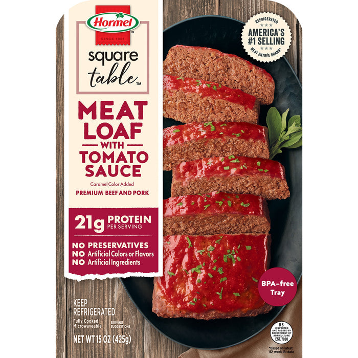 HORMEL SQUARE TABLE Meatloaf with Tomato Sauce Refrigerated Entrée, 15 oz Plastic Tray