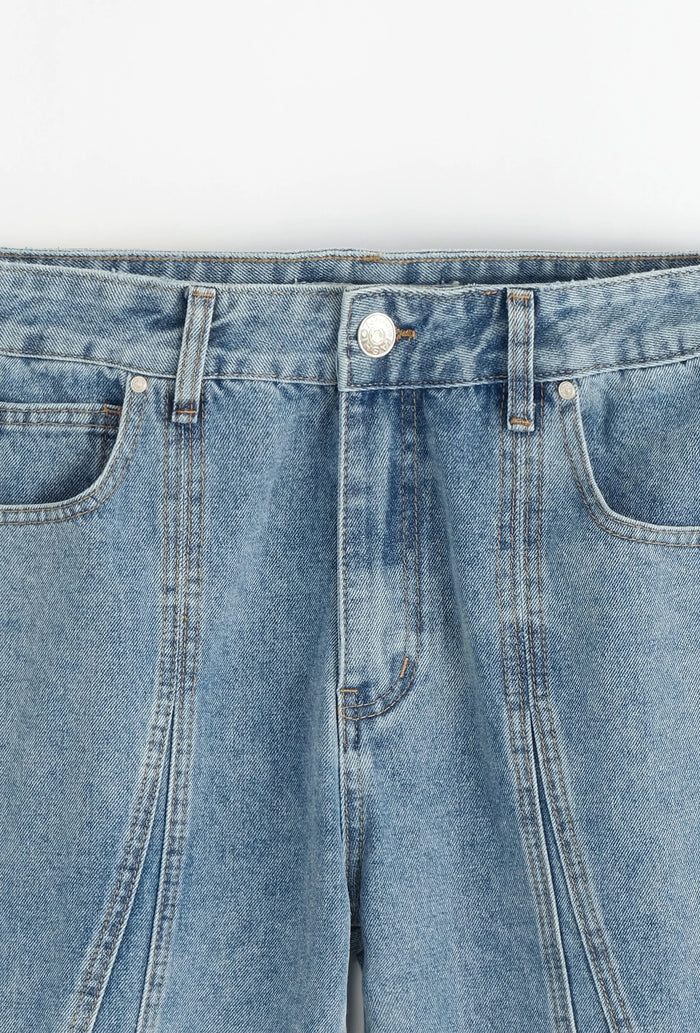 Jean bleu clair homme coupe droite bonhomme