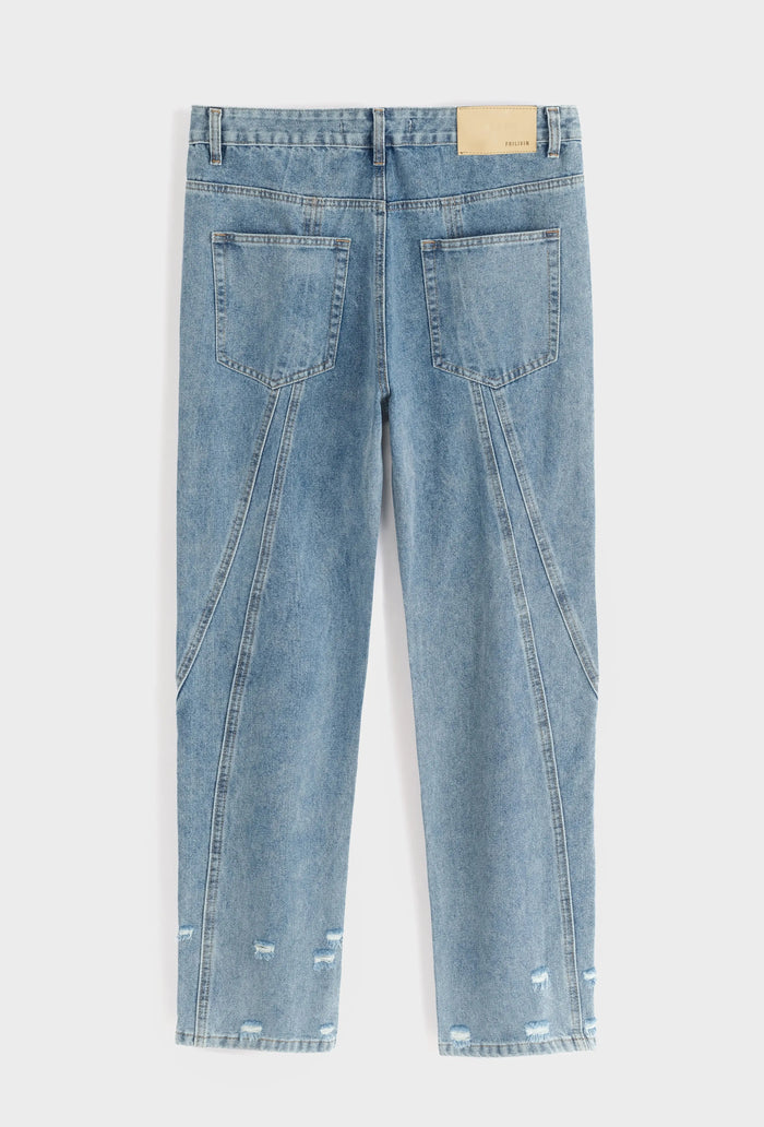 Jean bleu clair homme coupe droite bonhomme