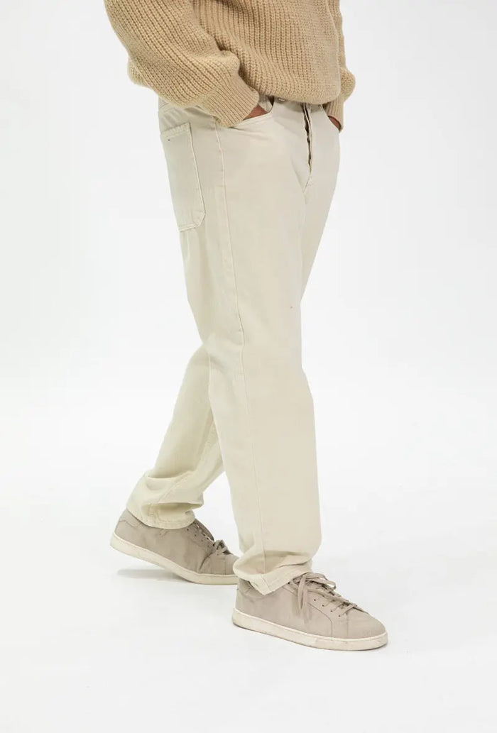 Jeans Beige Baggy 5 poches bonhomme
