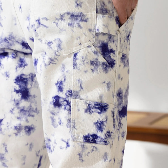 jeans blanc coupe carpenter tye and dye homme bonhomme