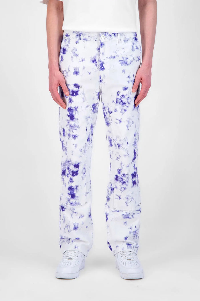 jeans blanc coupe carpenter tye and dye homme bonhomme