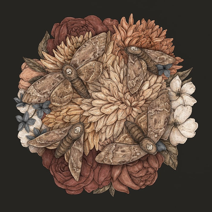 Jessica Roux: Dahlias and Moths Print