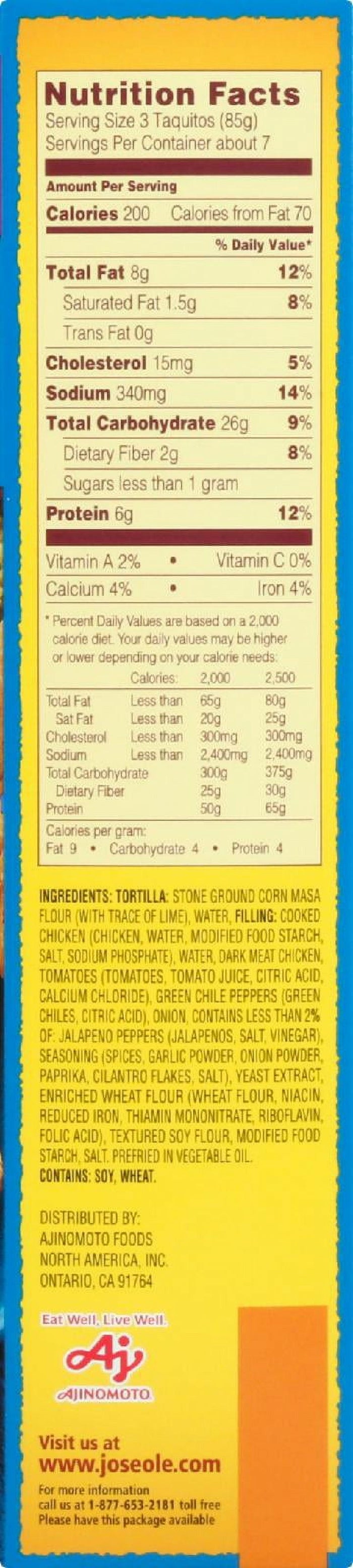 José Olé Chicken Corn Taquitos, 20 oz, 20 Ct (Frozen)