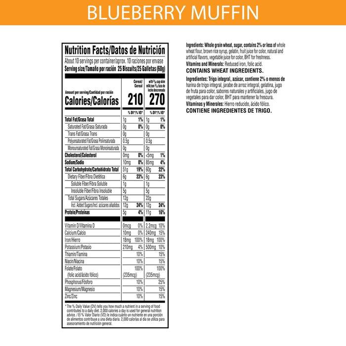 Kellogg's Frosted Mini-Wheats Blueberry Muffin Breakfast Cereal, Family Size, 22 oz Box