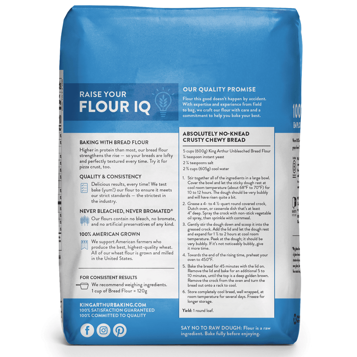 King Arthur, Unbleached Bread Flour, Non-GMO Project Verified, Certified Kosher, No Preservatives, 5 Pounds
