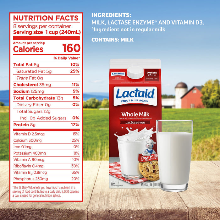 Lactaid Whole Milk, 64 oz