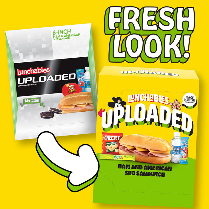 Lunchables Uploaded Ham and American Sub Sandwich Kids Lunch Meal Kit, 15.36 Oz Box