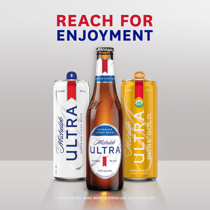 Michelob ULTRA Light Beer, 24 Pack Beer, 12 fl oz Cans, 4.2 % ABV, Domestic
