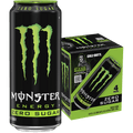 Monster Energy Drink, Zero Sugar, Sugar Free Energy Drink, 16 fl oz, 4 Pack