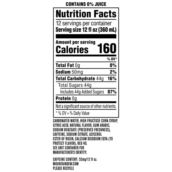 Mountain Dew Major Melon Watermelon Citrus Soda Pop, 12 oz, 12 Pack Cans