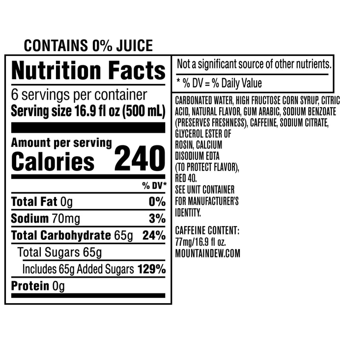 Mtn Dew Spark Soda Raspberry Lemonade 16.9 Fluid Ounce, 6 Count