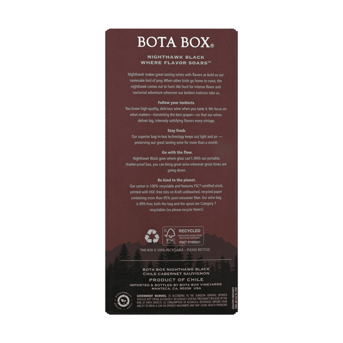 Nighthawk Black by Bota Box Bold Cabernet Sauvignon Red Wine, 3 L