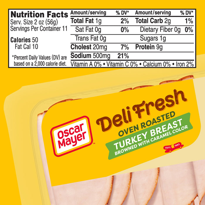 Oscar Mayer Deli Fresh Oven Roasted Sliced Turkey Breast Deli Lunch Meat, 22 oz Package