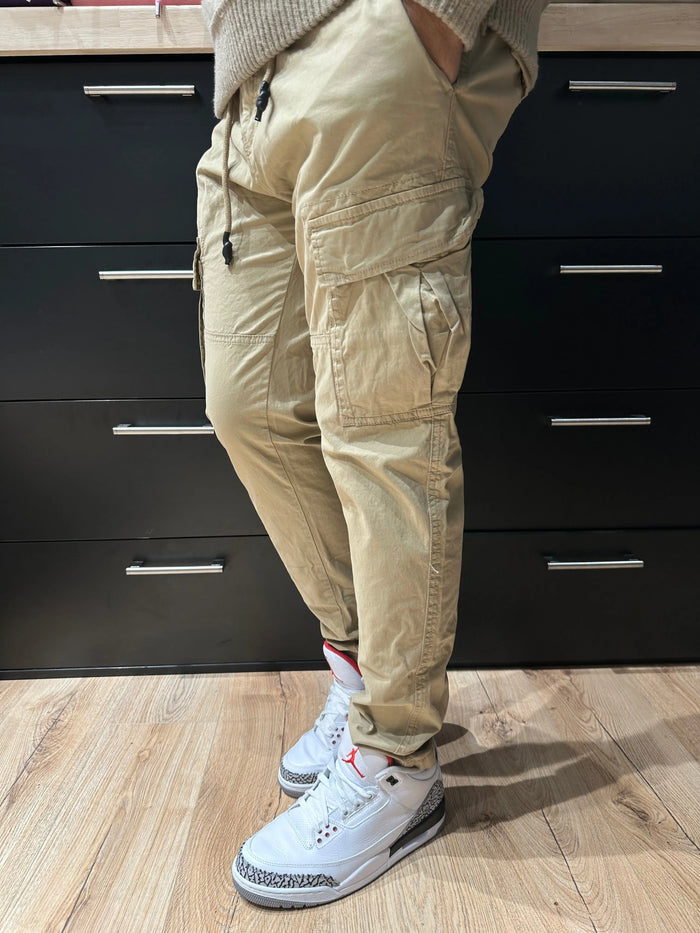 Pantalon Cargo Beige Coupe Slim bonhomme