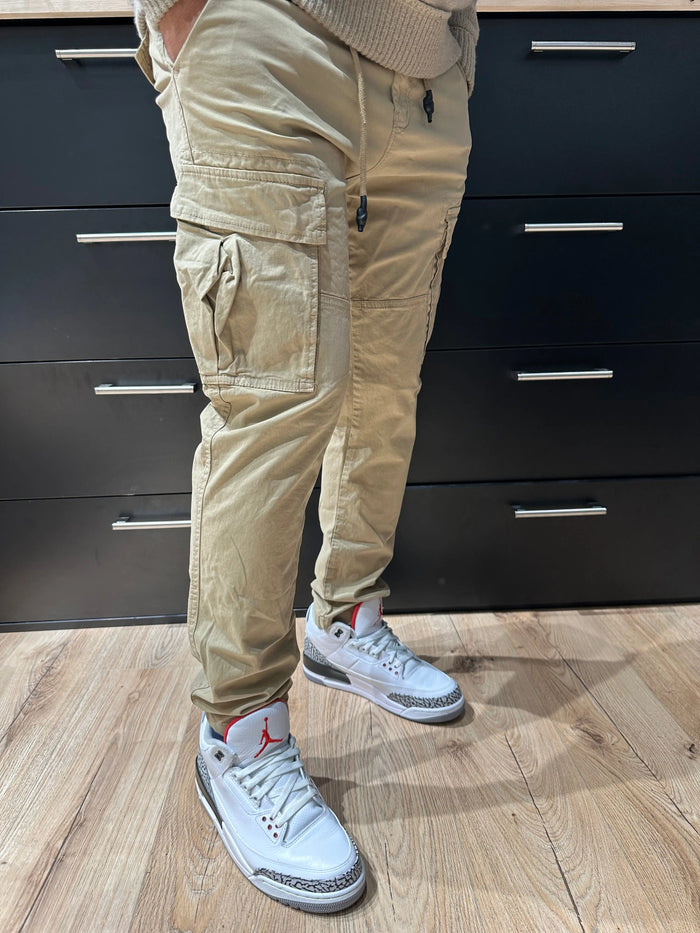 Pantalon Cargo Beige Coupe Slim bonhomme