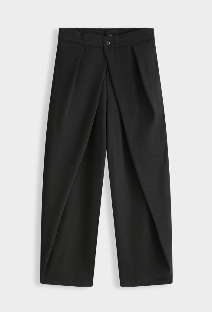 Pantalon culotte drapé taille haute effet jupe-culotte