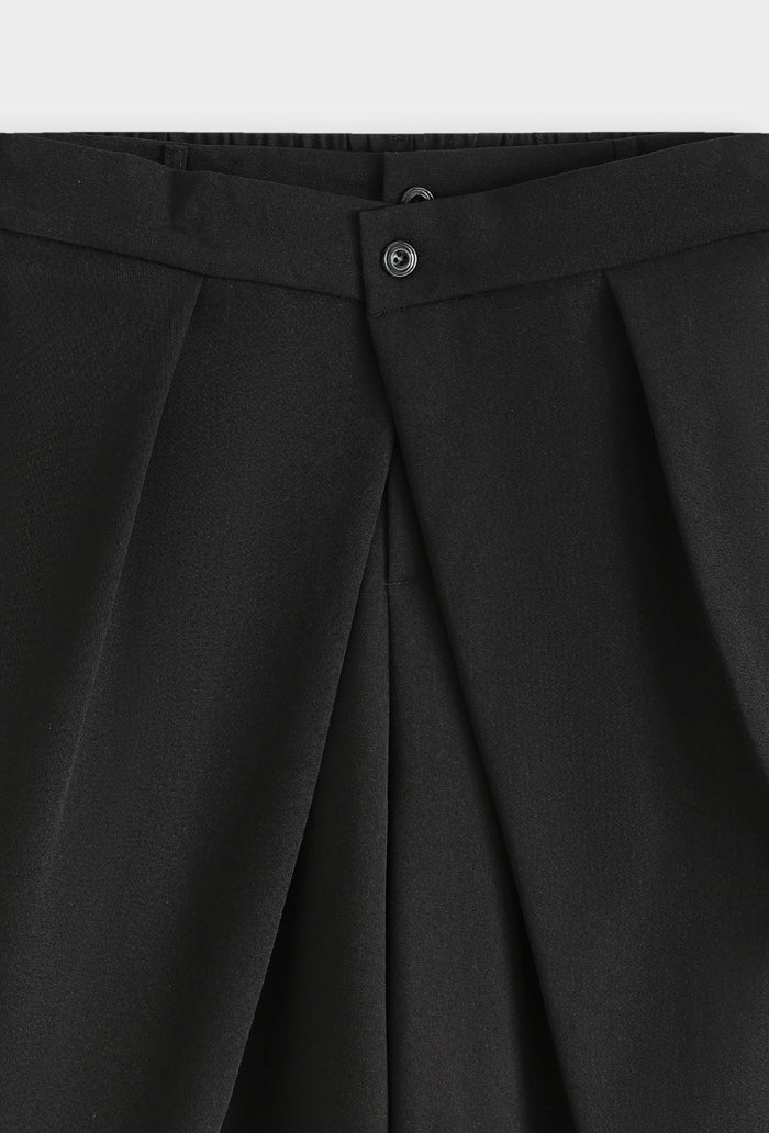 Pantalon culotte drapé taille haute effet jupe-culotte