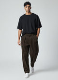 Pantalon Homme large à pinces velours côtelé taille haute