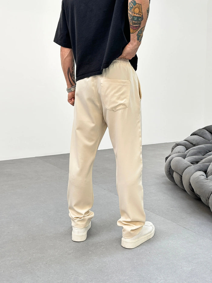 Pantalon Jogging Beige Coupe droite et Large bonhomme