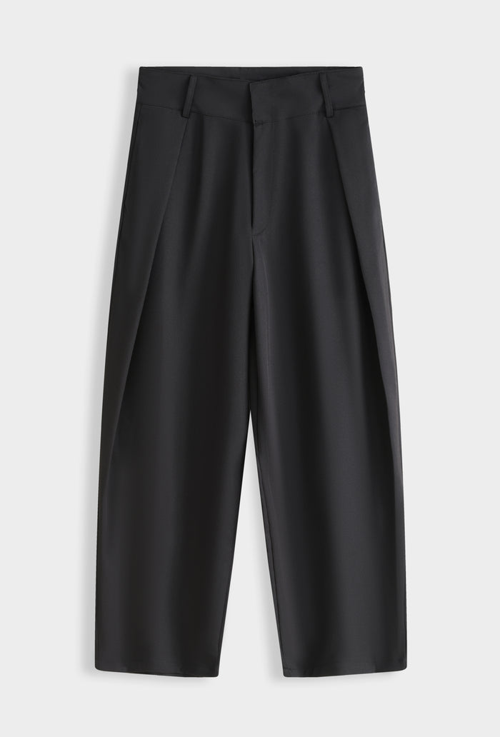 Pantalon large à pinces taille haute coupe fuselée